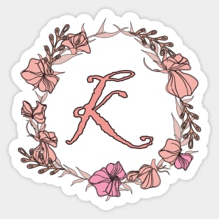 Letter K Rose Pink Initial Monogram - Letter k Sticker